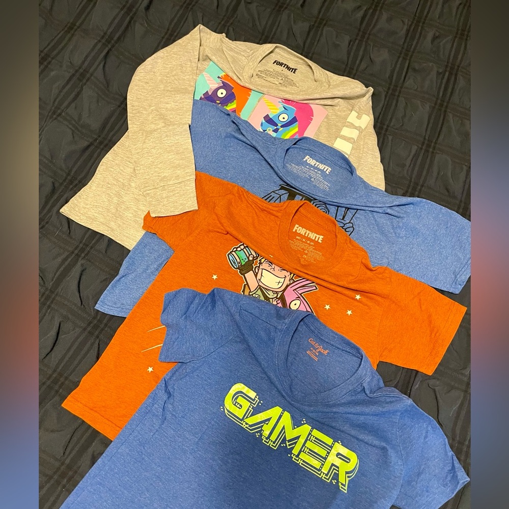 FOUR Boys Shirts - size 8 - Gamer themed